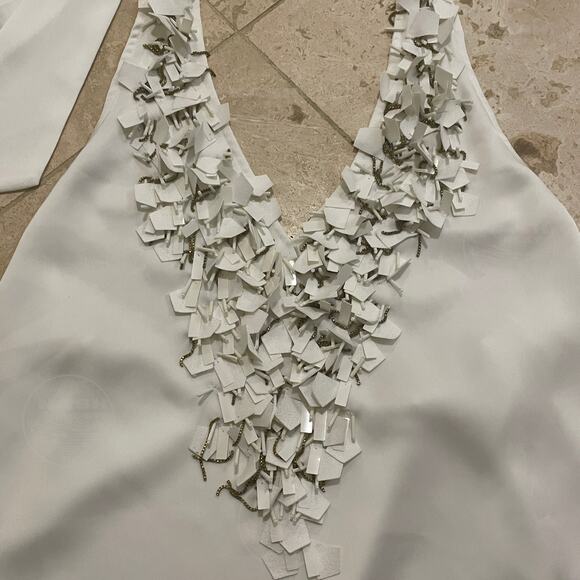 Ramy Brook Mitchell Top Ivory Beaded Halter | Glam, Resort Vacation S NWT $395 - Picture 6 of 14